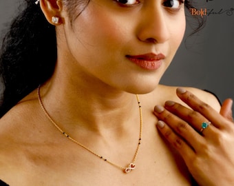 Heart Infinity Silver mangalsutra | Modern Infinity Pendant Mangalsutra |  Infinity Gold Plated CZ 925 Sterling Silver Mangalsutra chain