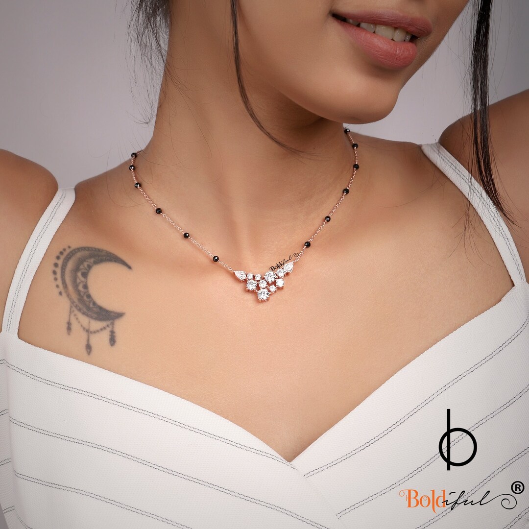 925 Sterling Silver Covey Silver Mangalsutra Necklaces for Women Mangalsutra Pendant Necklaces Bridal Black Bead Necklace Cz Mangalsutra Etsy