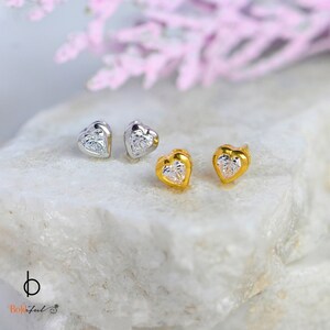 terling Silver Mini Heart Helix Stud Earrings |Cartilage Earrings | Helix Jewelry | Helix Studs | Silver Helix | CZ Helix