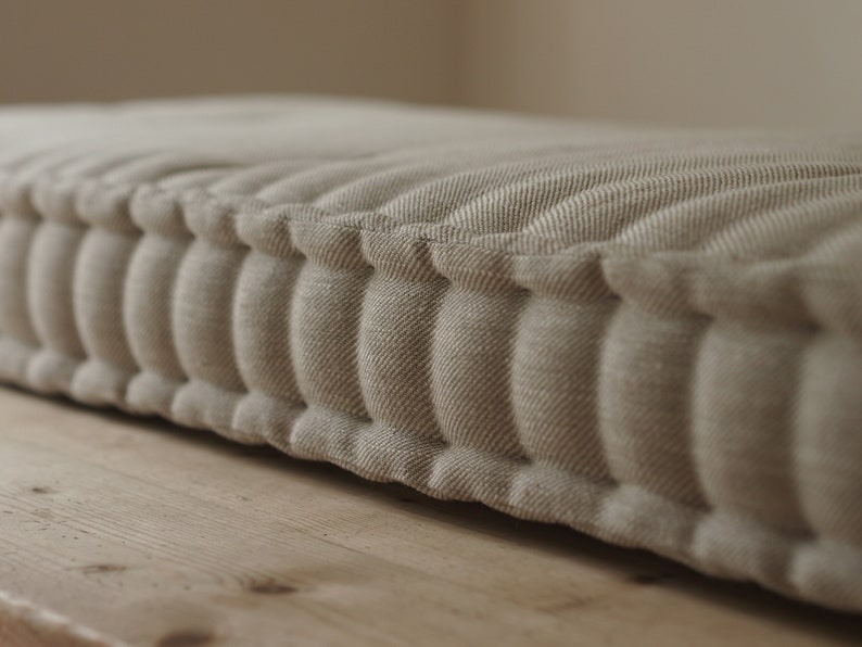 FRENCH MATTRESS CUSHION in natural 100% linen Bench ...