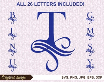 Swash fonts, SVG fonts, Swirly font, Regal Font, Flourish Alphabet, Swirl SVG, Monogram fonts svg, Monogram alphabet svg, Wedding svg font