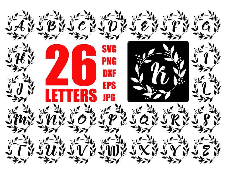 Download Laurel wreath svg Monogram frame svg Letter frame One | Etsy
