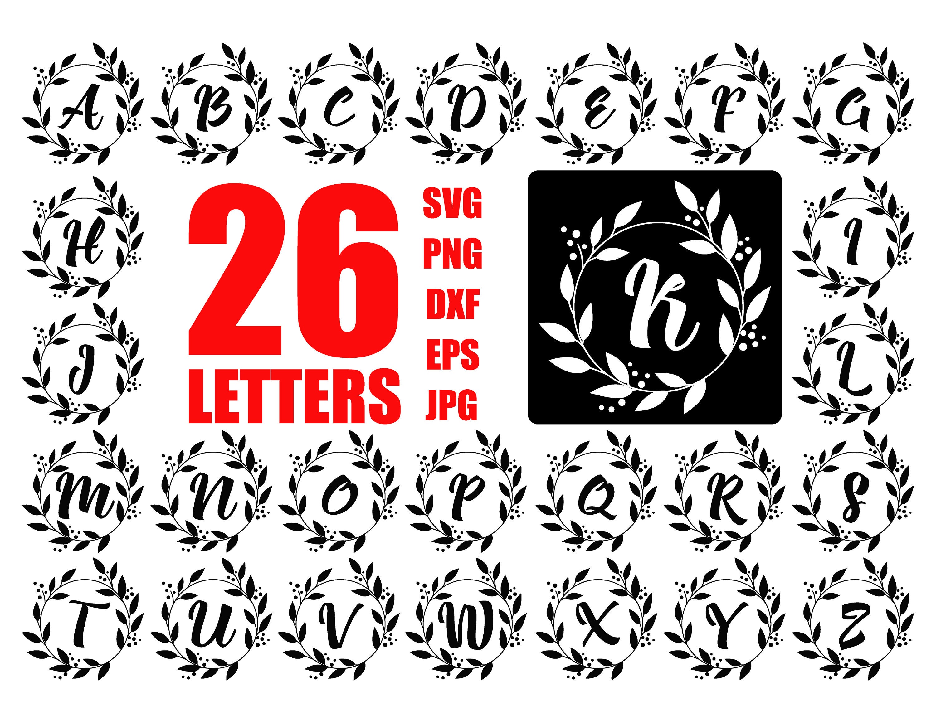 Download Laurel wreath svg Monogram frame svg Letter frame One | Etsy