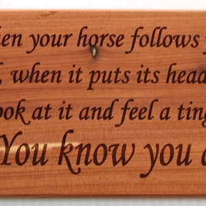 Love of a Horse, Laser Engraved Plaque