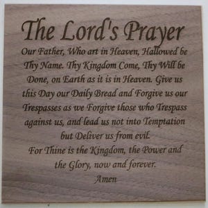 Lord&#39;s Prayer on Walnut Faced Wood