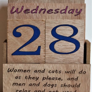 Perpetual Calendar with Cat Motif