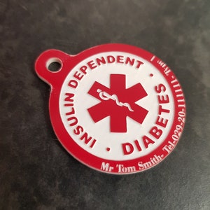 Medical Diabetes Keyring Can be personalised with Name image 4