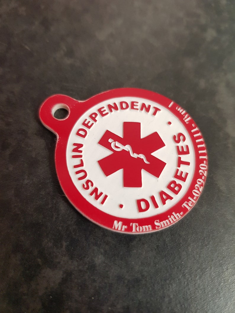 Medical Diabetes Keyring Can be personalised with Name image 4