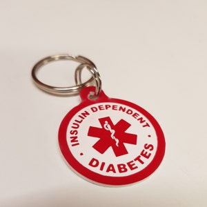 Medical Diabetes Keyring Can be personalised with Name image 3