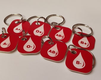 Blood group keyring ***Can be personalised with names