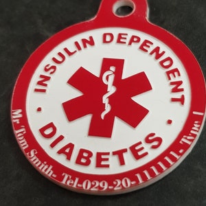 Medical Diabetes Keyring Can be personalised with Name image 6
