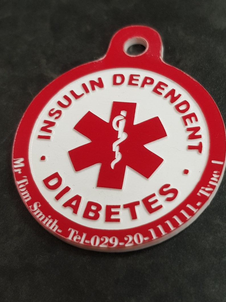 Medical Diabetes Keyring Can be personalised with Name image 6
