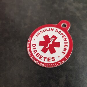 Medical Diabetes Keyring Can be personalised with Name image 5