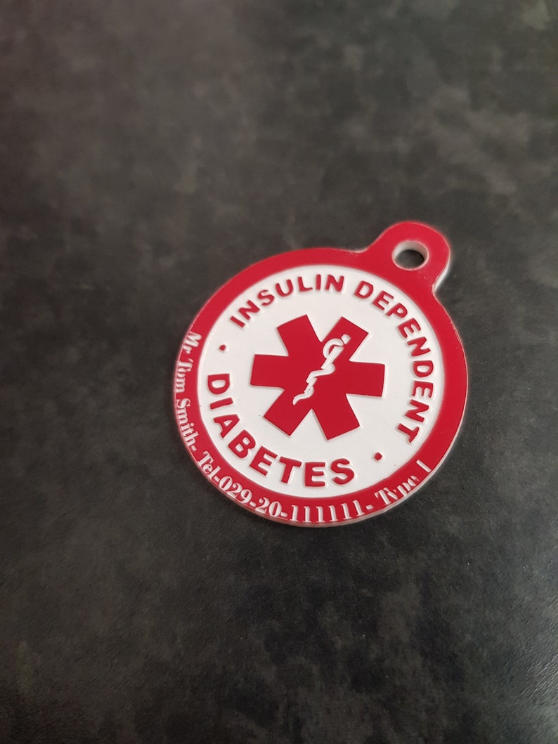 Medical Diabetes Keyring Can be personalised with Name image 5