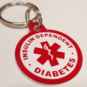 Medical Diabetes Keyring Can be personalised with Name image 2