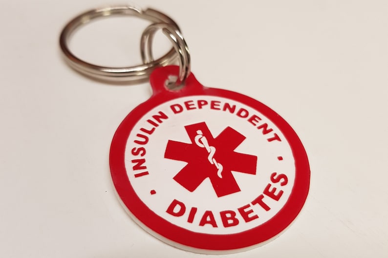 Medical Diabetes Keyring Can be personalised with Name image 2