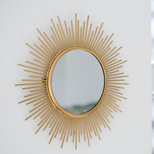 Sun Mirror Wall Decor Round Wall Mirror Wooden Decorative Etsy