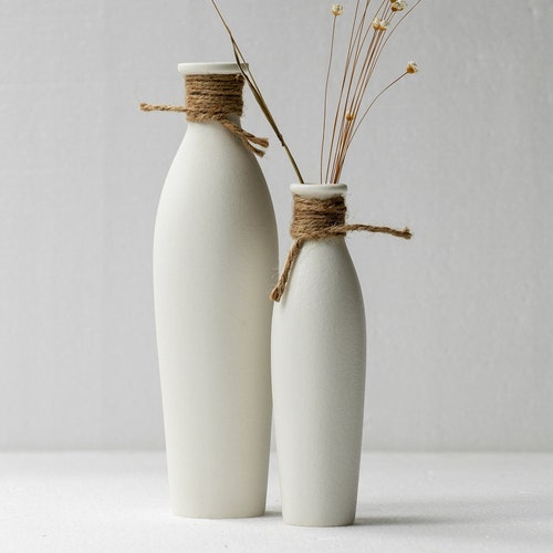 Set 2 Ceramic Bud Vase Modern Flower Vase Set Minimalist Etsy