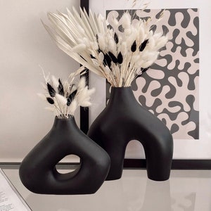 Kimisty Black Modern Vase Set of 2, Handmade Organic Shape Vases, Nordic Decor, Hygee Decor, Abstract Vases, Pampas Vase