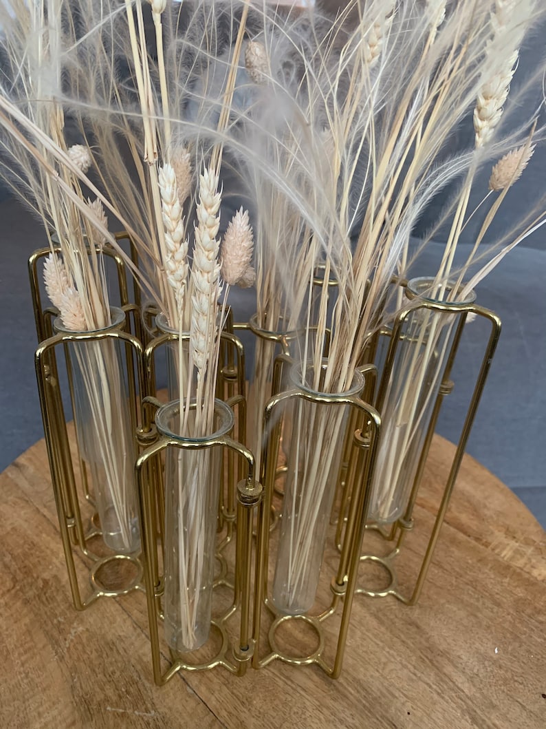 Hinged Gold Bud Vase Set 10 Wedding Centerpiece Round Single Etsy