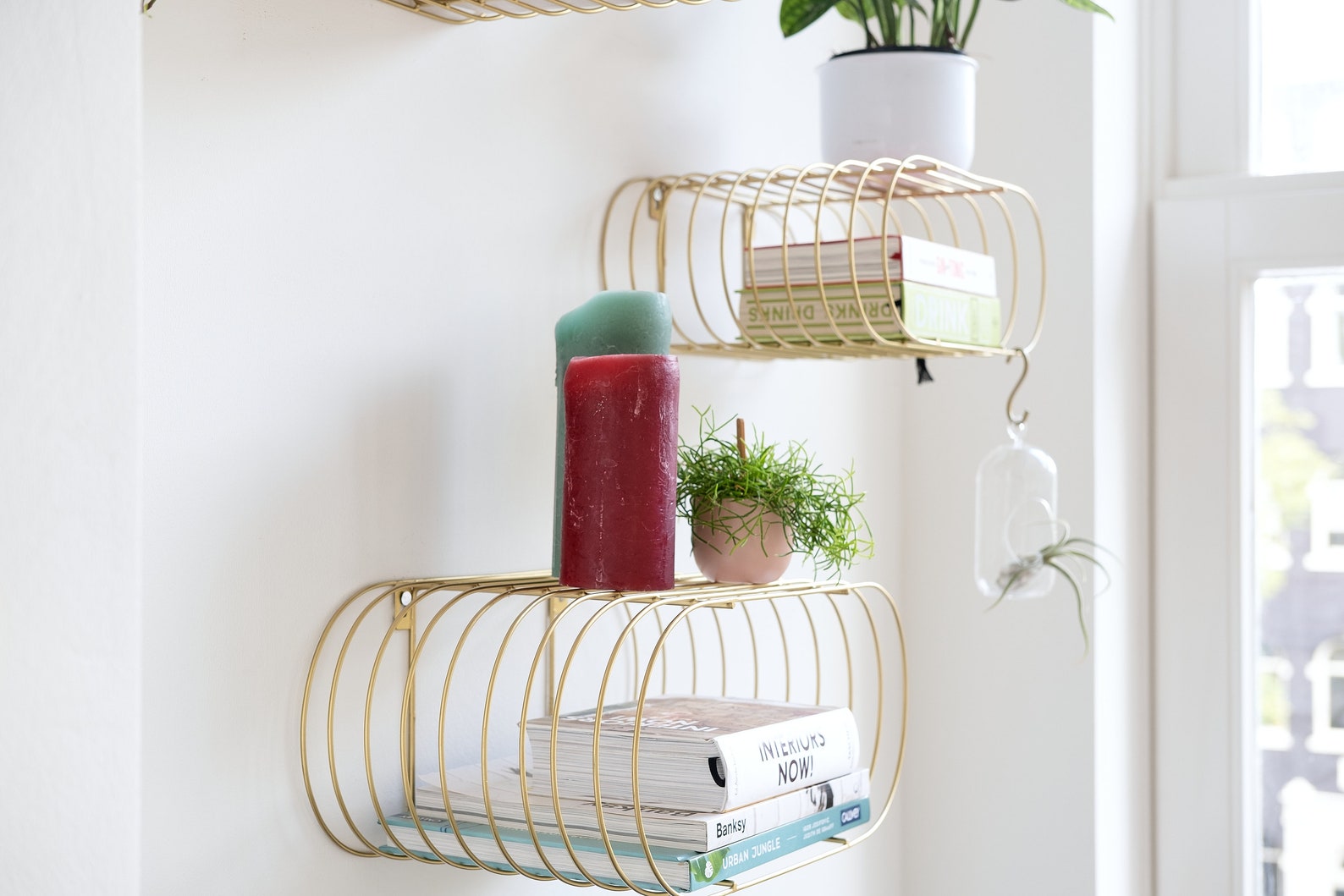 Set 3 Gold Floating Shelves Round Wall Shelves Eclectic Wall Etsy