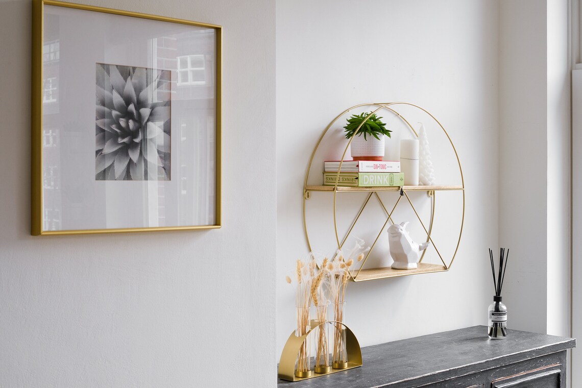 White Round Circular Floating Shelves Large Decorative Etsy