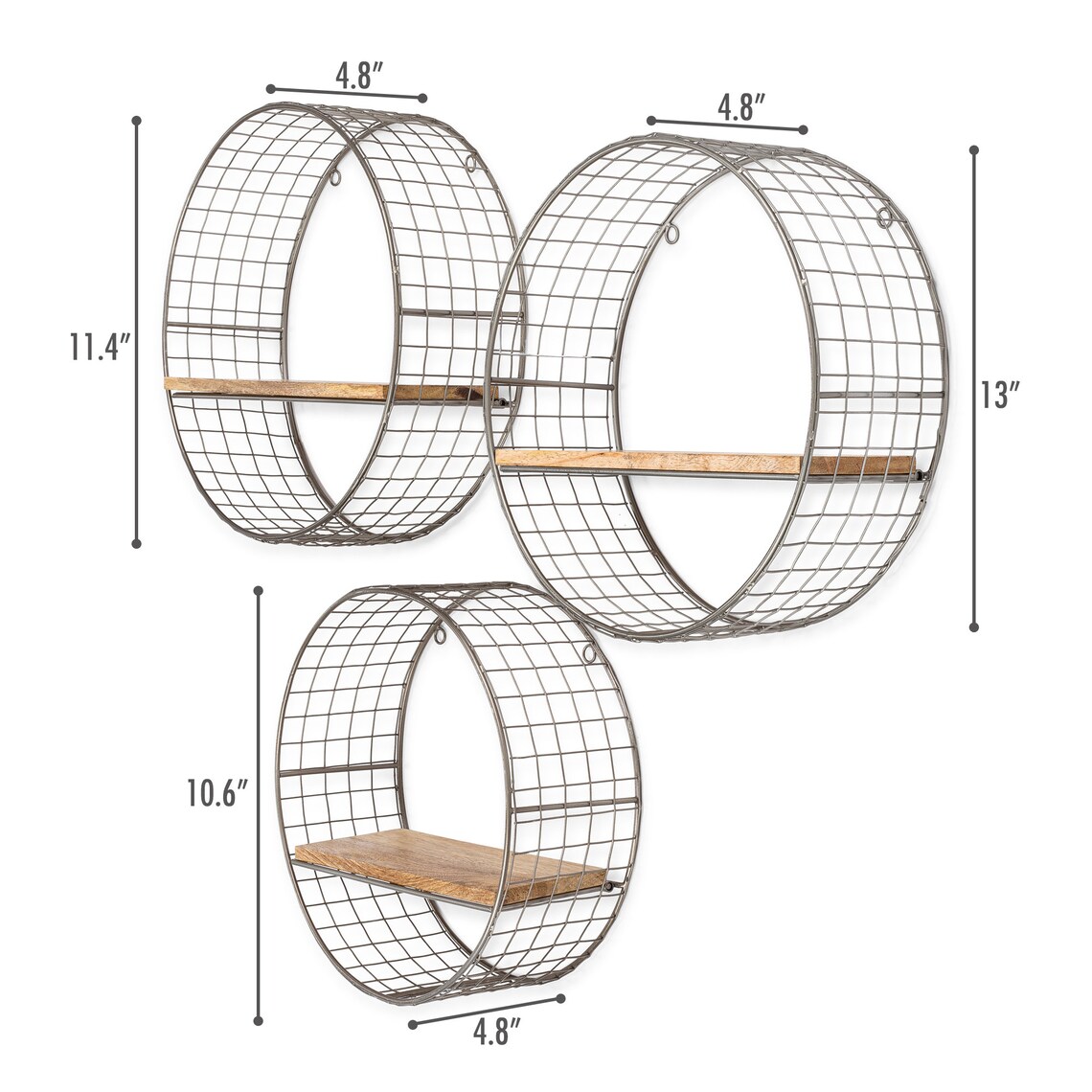Set of 3 Metal Floating Shelves Decorative Wire Large Round Etsy Israel