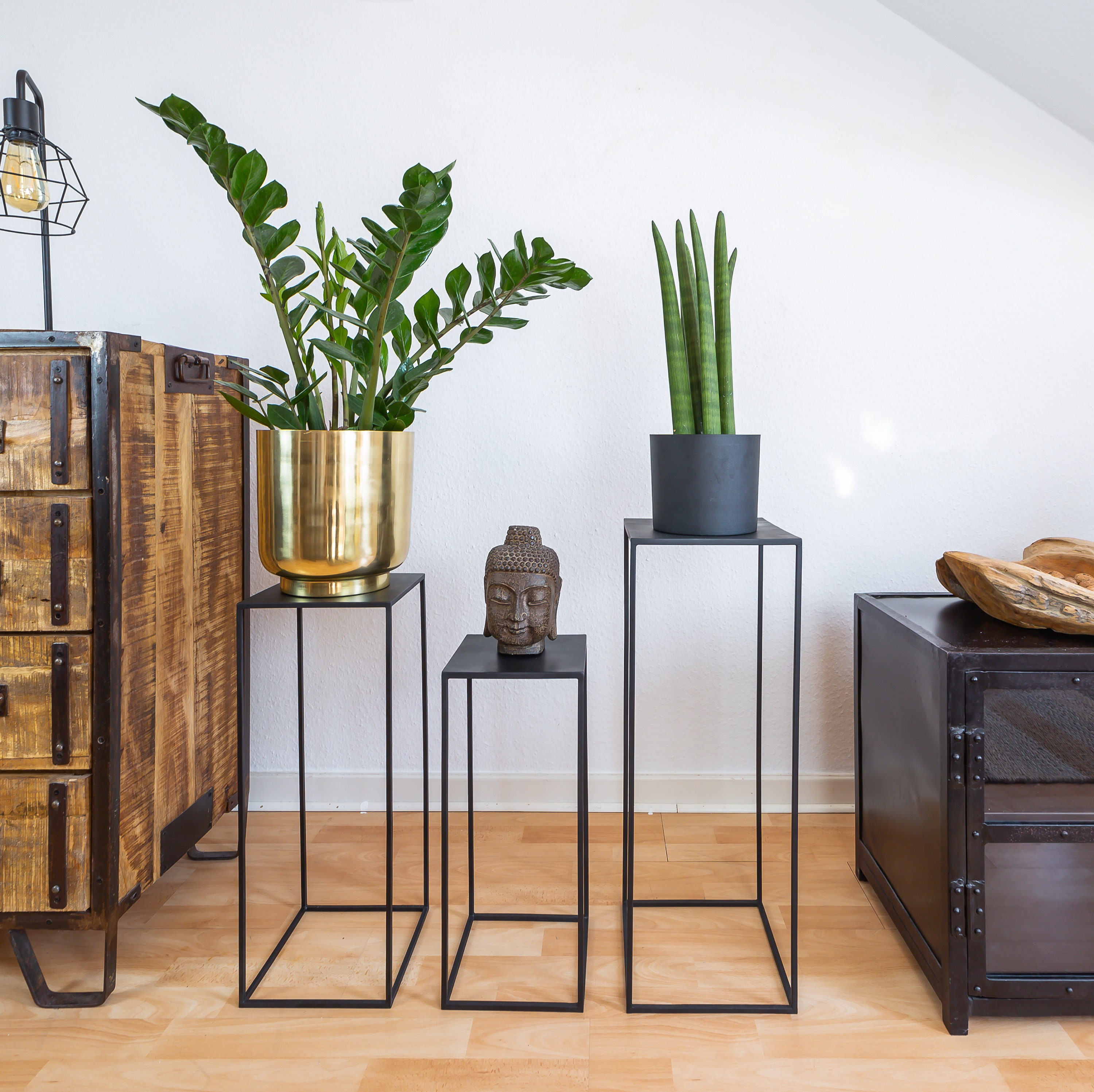 Set of 3 Metal Plant Stand Nesting Display End Table Square Etsy