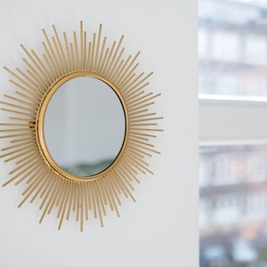 Set 3 Gold Sunburst Mirror, Boho Wall Decor, Starburst Decoration Set, Round Mirrors for Walls, Small Mirrors, Sun Mirror, image 9