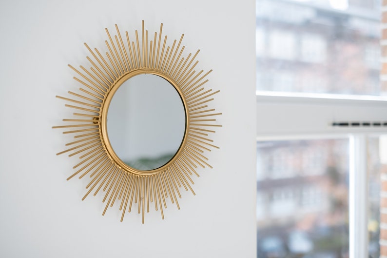 Set 3 Gold Sunburst Mirror, Boho Wall Decor, Starburst Decoration Set, Round Mirrors for Walls, Small Mirrors, Sun Mirror, image 9