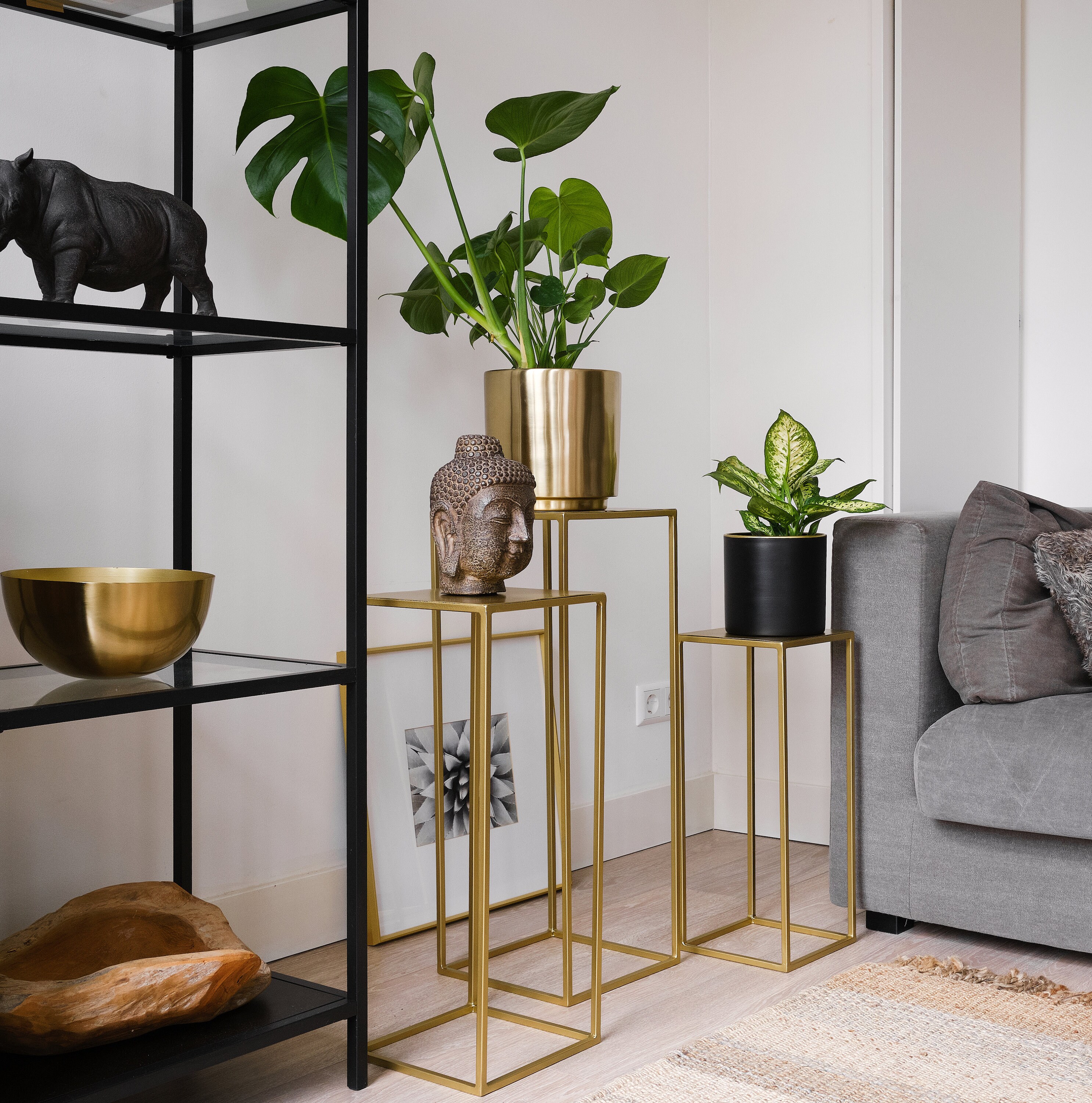 Set of 3 Metal Plant Stand Nesting Display End Table