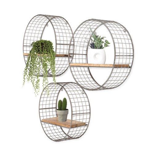 Set of 4 Grey Hexagon Wall Shelves Floating Decorative Wire Etsy