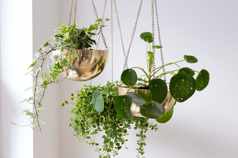 Set 3 Gold Hanging Planter for Indoor Plants Ceiling Hanging Etsy