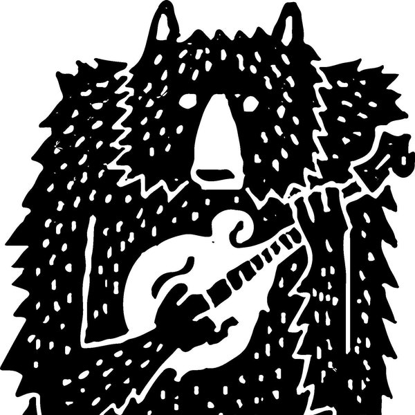 Americana Mandolin Black Bear SVG PNG Digital Download for screen printing, sublimation, cricut, or other supported cutting machines.