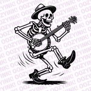 Banjo Skeleton SVG PNG Digital Download for for screen printing, sublimation, cricut, or other machines