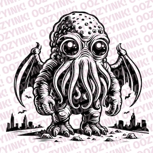 Téléchargement numérique Cthulhu SVG PNG pour la sérigraphie, la sublimation, la cricut ou d'autres machines de découpe prises en charge.
