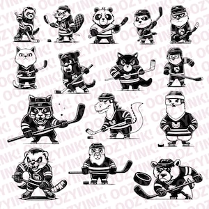 Hockey Animals SVG PNG Digital Download for screen printing, sublimation, cricut, or other supported cutting machines.