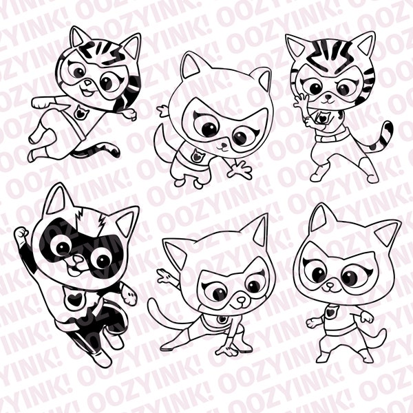 super kitty cat SVG PNG Digital Download for screen printing, sublimation, cricut, or other supported cutting machines.