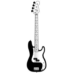 Basgitaar SVG PNG digitale download voor zeefdruk, sublimatie, cricut of andere ondersteunde snijmachines.