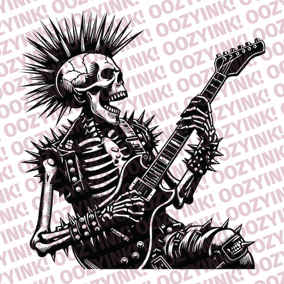 送料無料 百貨店 3 PNG SVG Guitar Playing Skeletons Rock Punk Different アート・デザイン・音楽