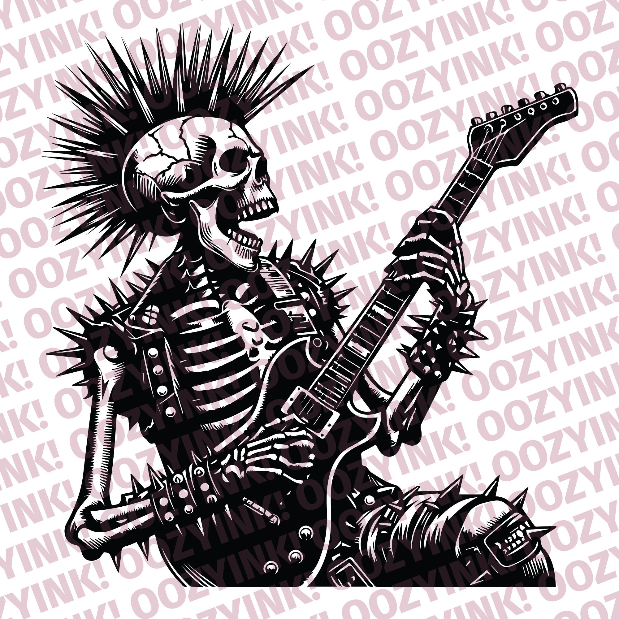 Punk Rocker Skeleton Vector Punk Rock Skeleton Guitarist SVG PNG: Cricut & Sublimation (digital ...