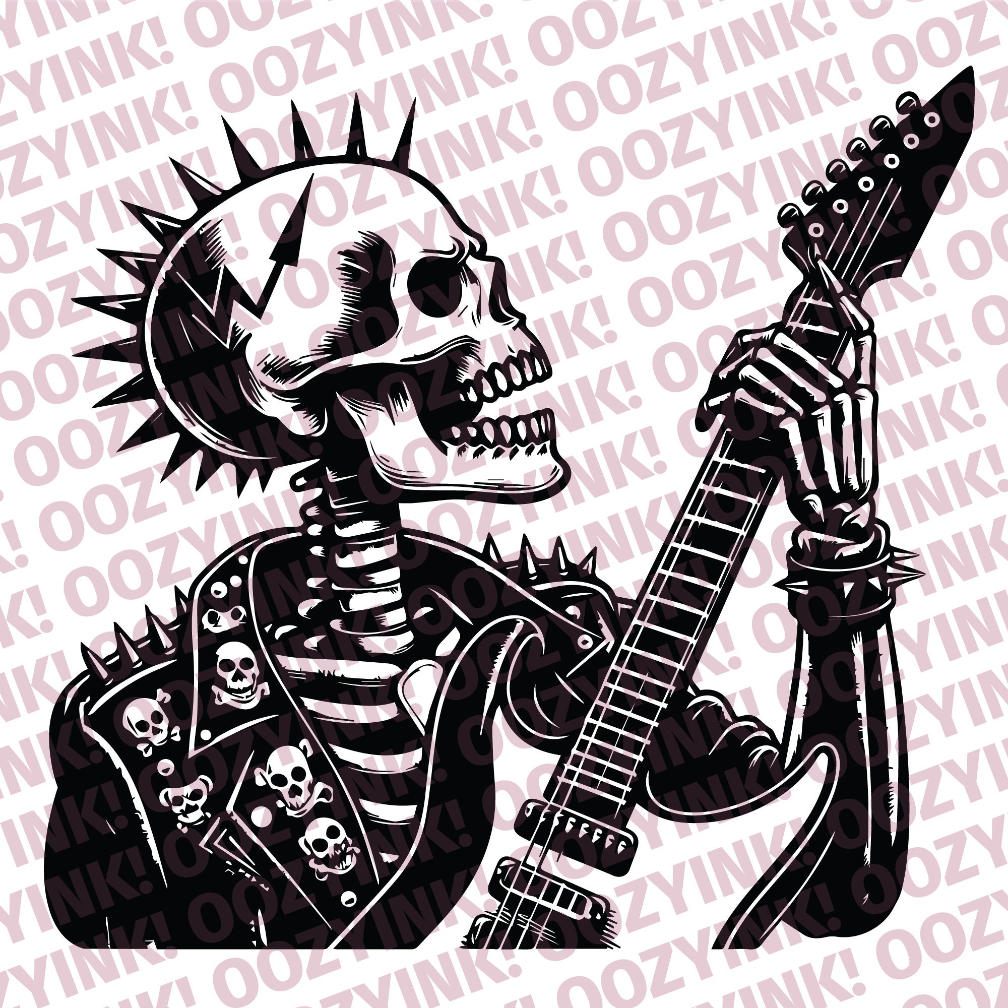 Punk Rocker Skeleton Vector Punk Rock Skeleton Guitarist SVG PNG: Cricut & Sublimation (digital ...