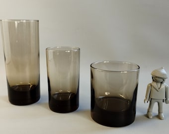 LUMINARC Smoked Glass | France 1970s | Vintage barware | Sold in sets of 2 |
