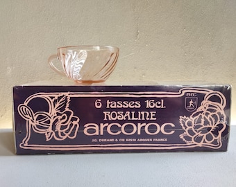 Rosaline Cups | Boxed Set of 6 | Arcoroc 1970s |