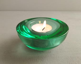KOSTA BODA ティーライトキャンドルホルダー 多目的ボウル グリーン 緑 イッタラ Ballo グリーン ガラス キャンドル ホルダー - Annaleena