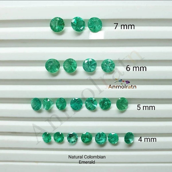 Natural Round Colombian Emerald For Jewelry, Loose Emerald Wholesale, Gems for Sale, 3MM 4MM 5MM 6MM 7MM Round Emerald Loose Gemstone Supply