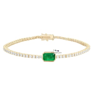 Emerald Tennis Bracelet: 1.20ct Natural Zambian Gemstone, 14k Gold Plated