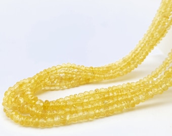 Perles de saphir jaune naturel : rondelle à facettes non traitée, qualité AAA de 2-3 mm en vrac