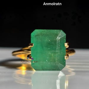 Certified Natural Emerald Ring: 925 Silver, Untreated Zambian Gemstone