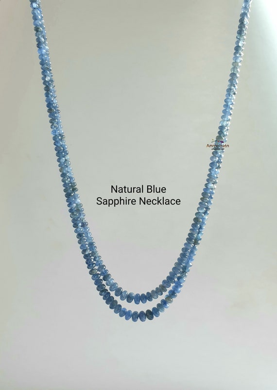 Natural Blue Sapphire Necklace For Women, Authenti